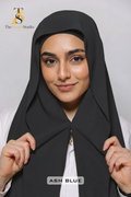 Instant Georgette Hijab with built in Magnet & Attached Cap - Ash Blue