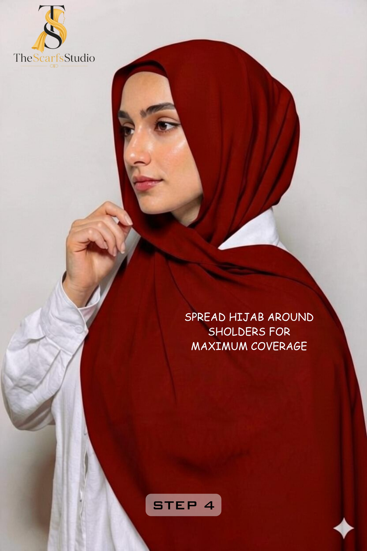 Instant Georgette Hijab with built in Magnet & Attached Cap - Maroon