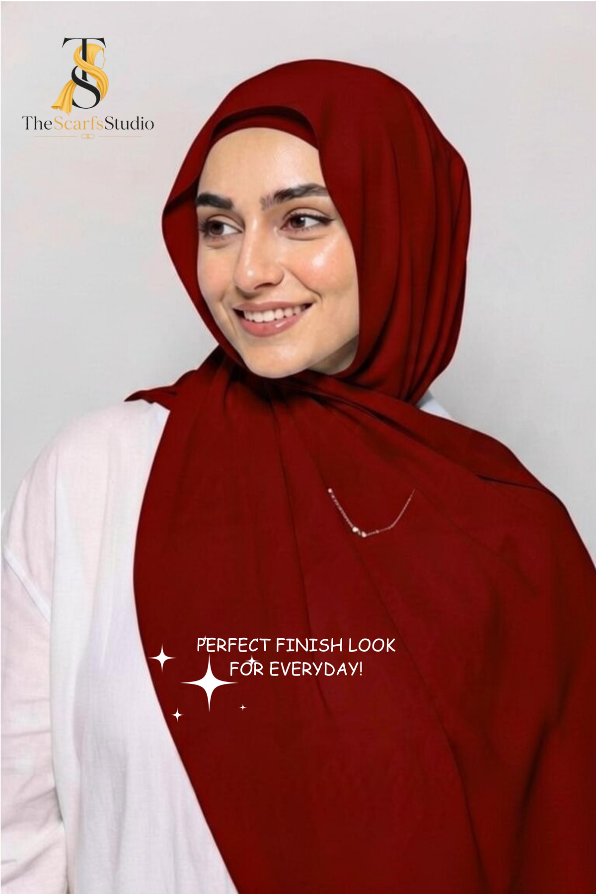 Instant Georgette Hijab with built in Magnet & Attached Cap - Maroon