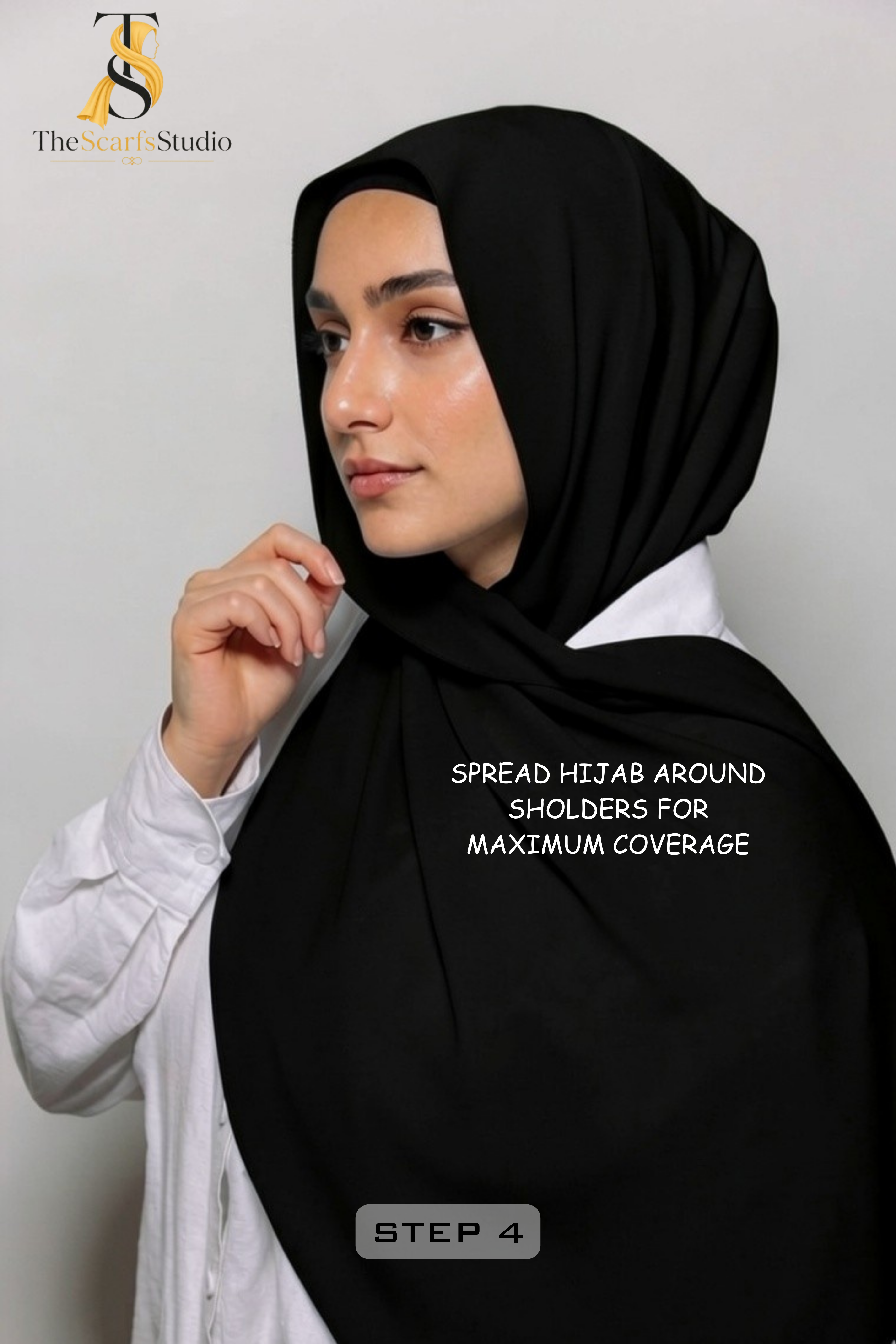 Instant Georgette Hijab with built in Magnet & Attached Cap - Black