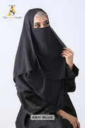 Double Loop Hijab With Plain Attached Niqab -- Ash Blue