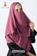 Double Loop Hijab With Plain Attached Niqab -- Dark Muave