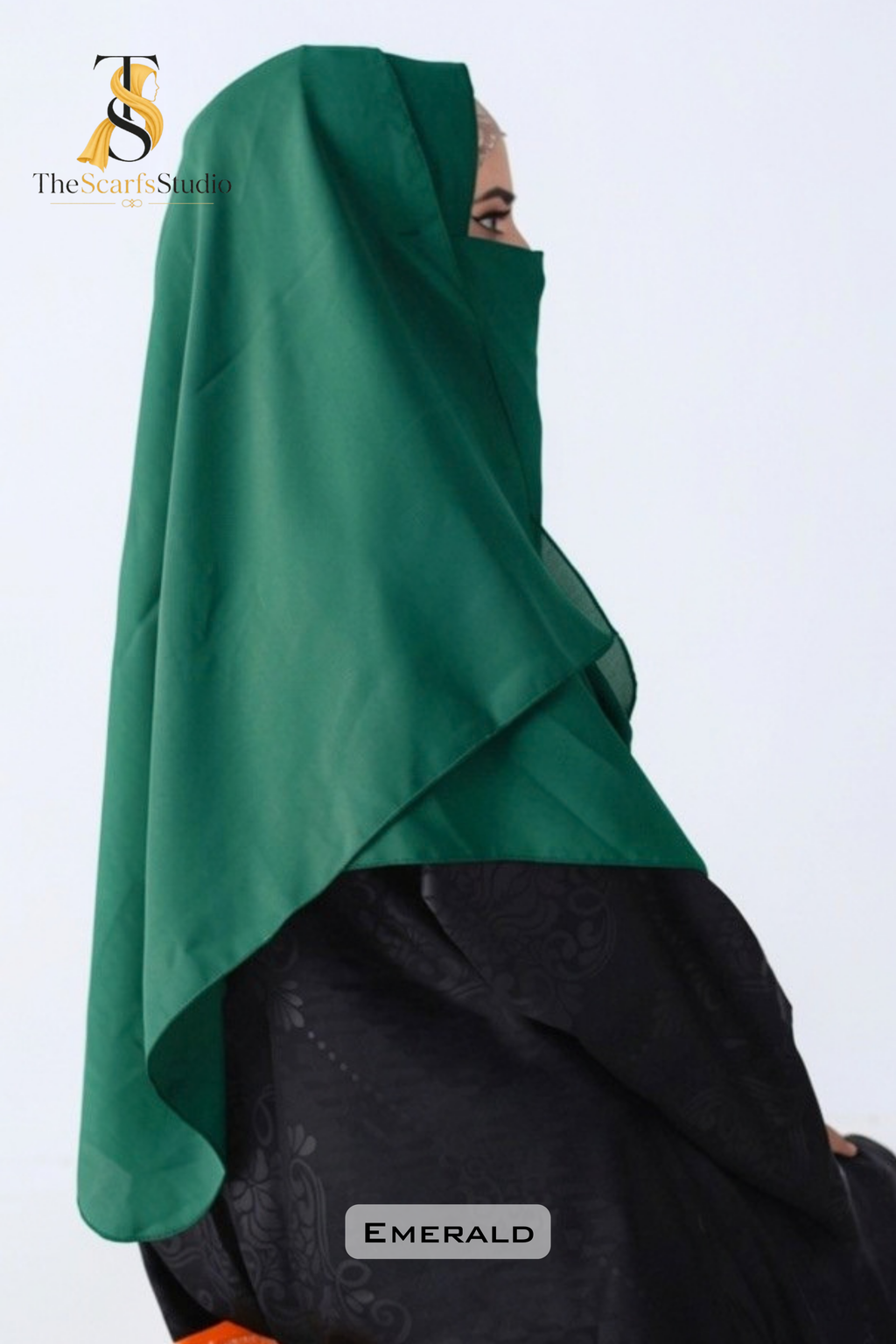 Double Loop Hijab With Plain Attached Niqab -- Emerald