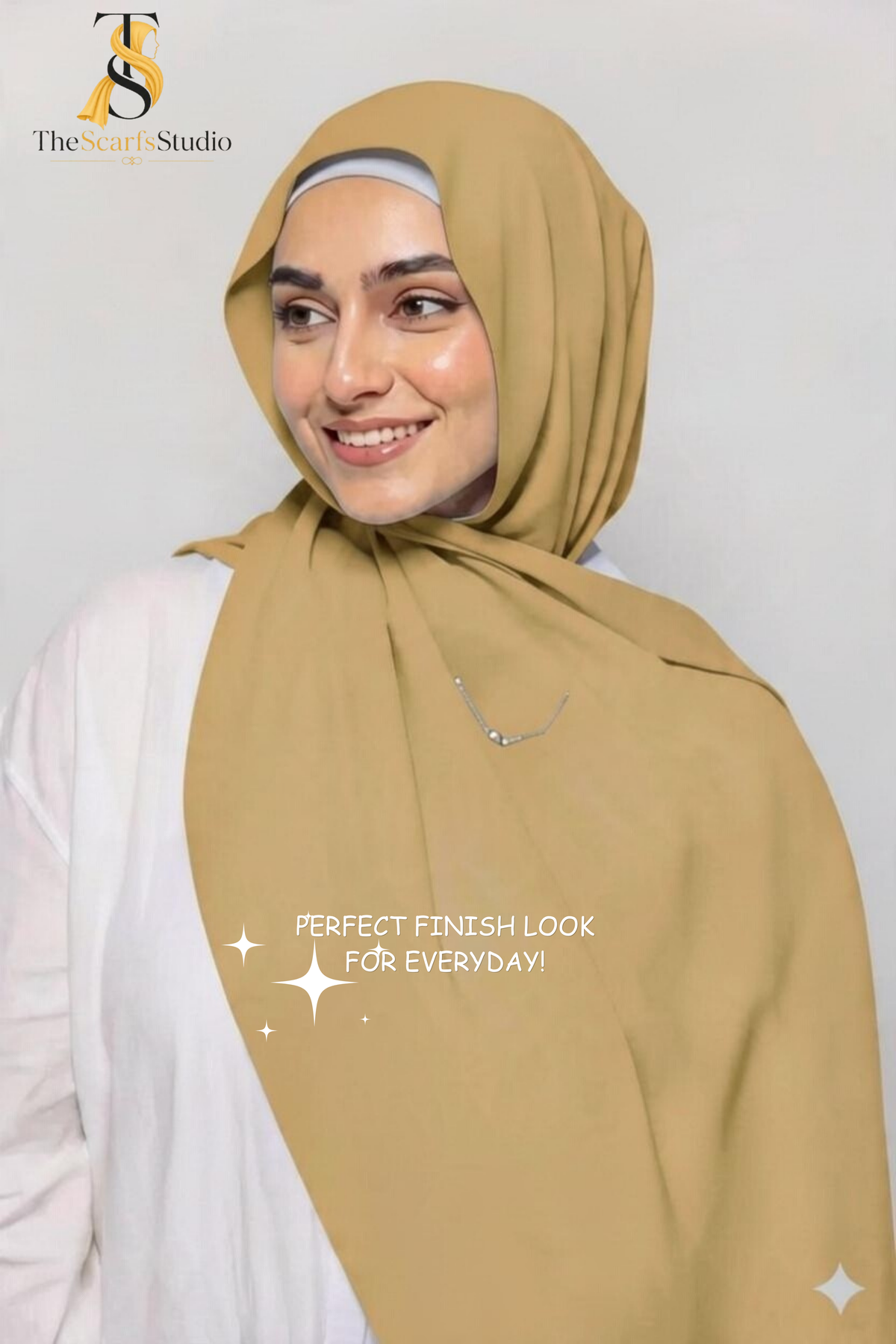 Instant Georgette Hijab with built in Magnet & Attached Cap - Sand