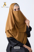 Double Loop Hijab With Plain Attached Niqab -- Mocha