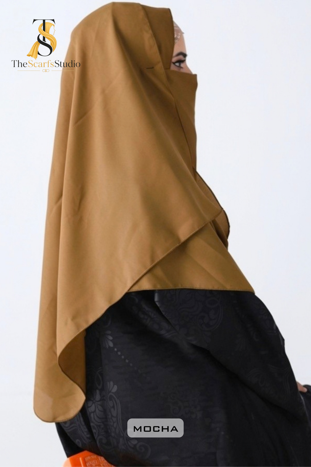 Double Loop Hijab With Plain Attached Niqab -- Mocha