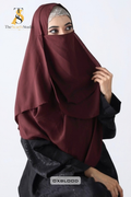 Double Loop Hijab With Plain Attached Niqab -- Ox Blood