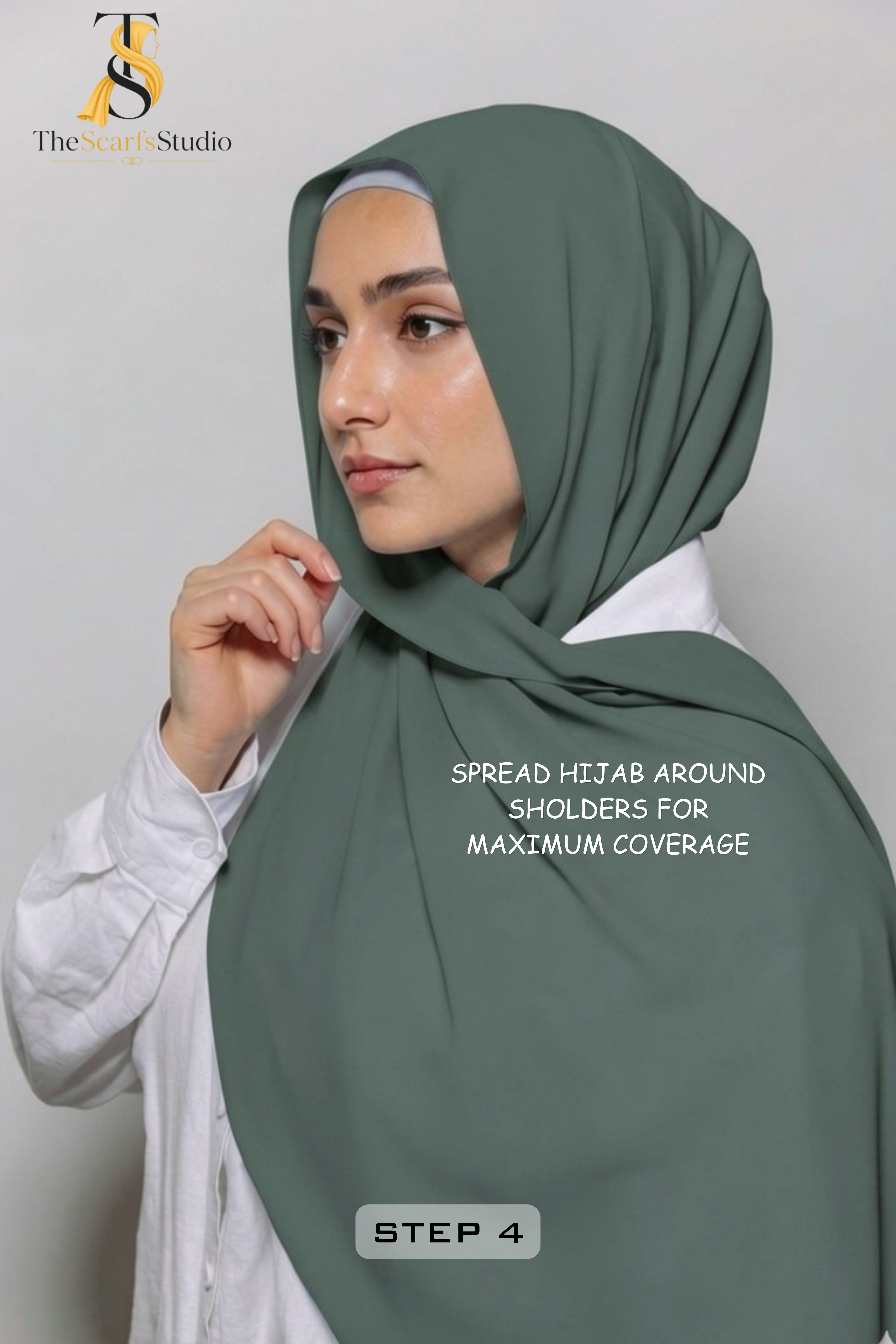 Instant Georgette Hijab with built in Magnet & Attached Cap - Charcoal Grey