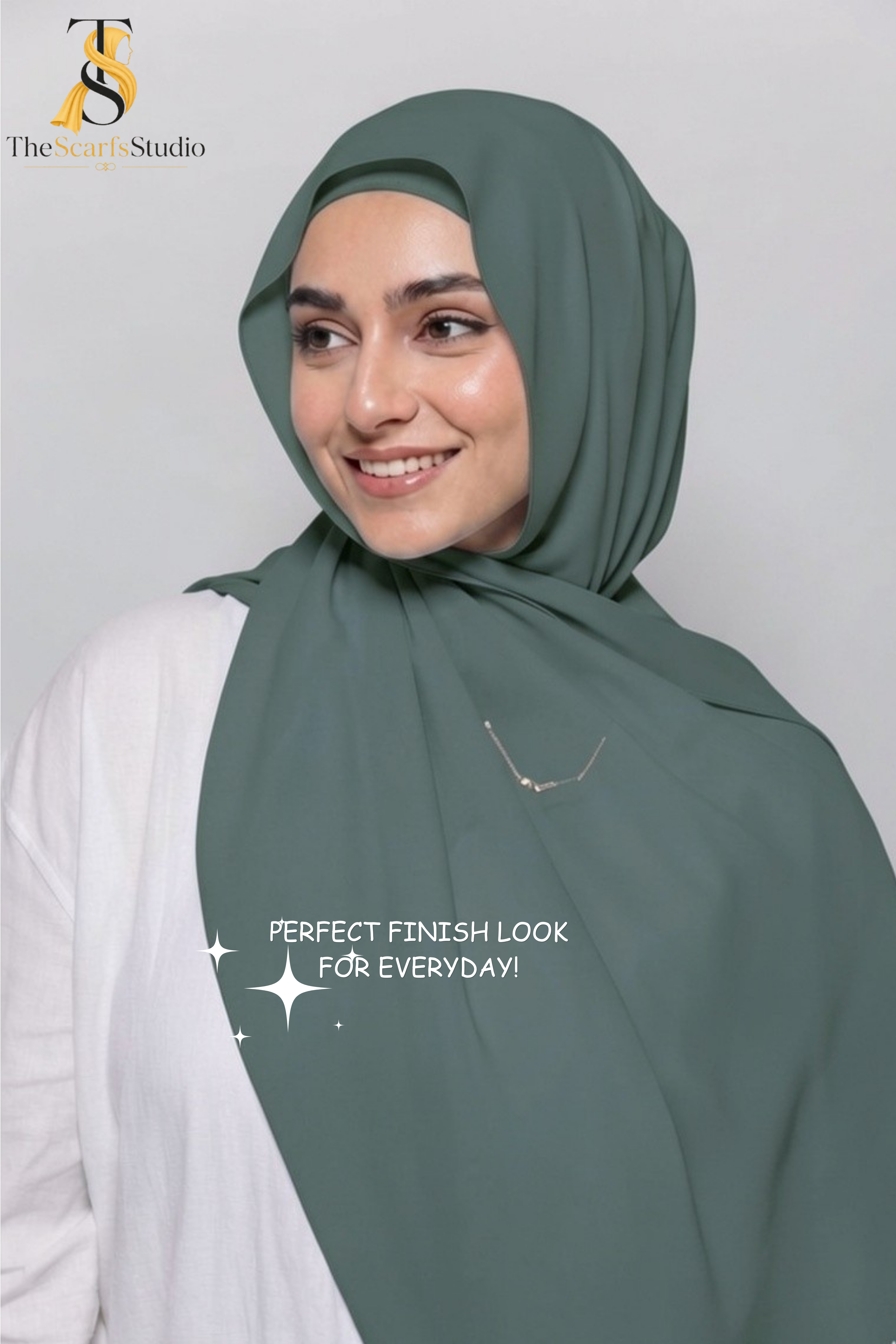 Instant Georgette Hijab with built in Magnet & Attached Cap - Charcoal Grey