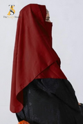 Double Loop Hijab With Plain Attached Niqab -- Maroon