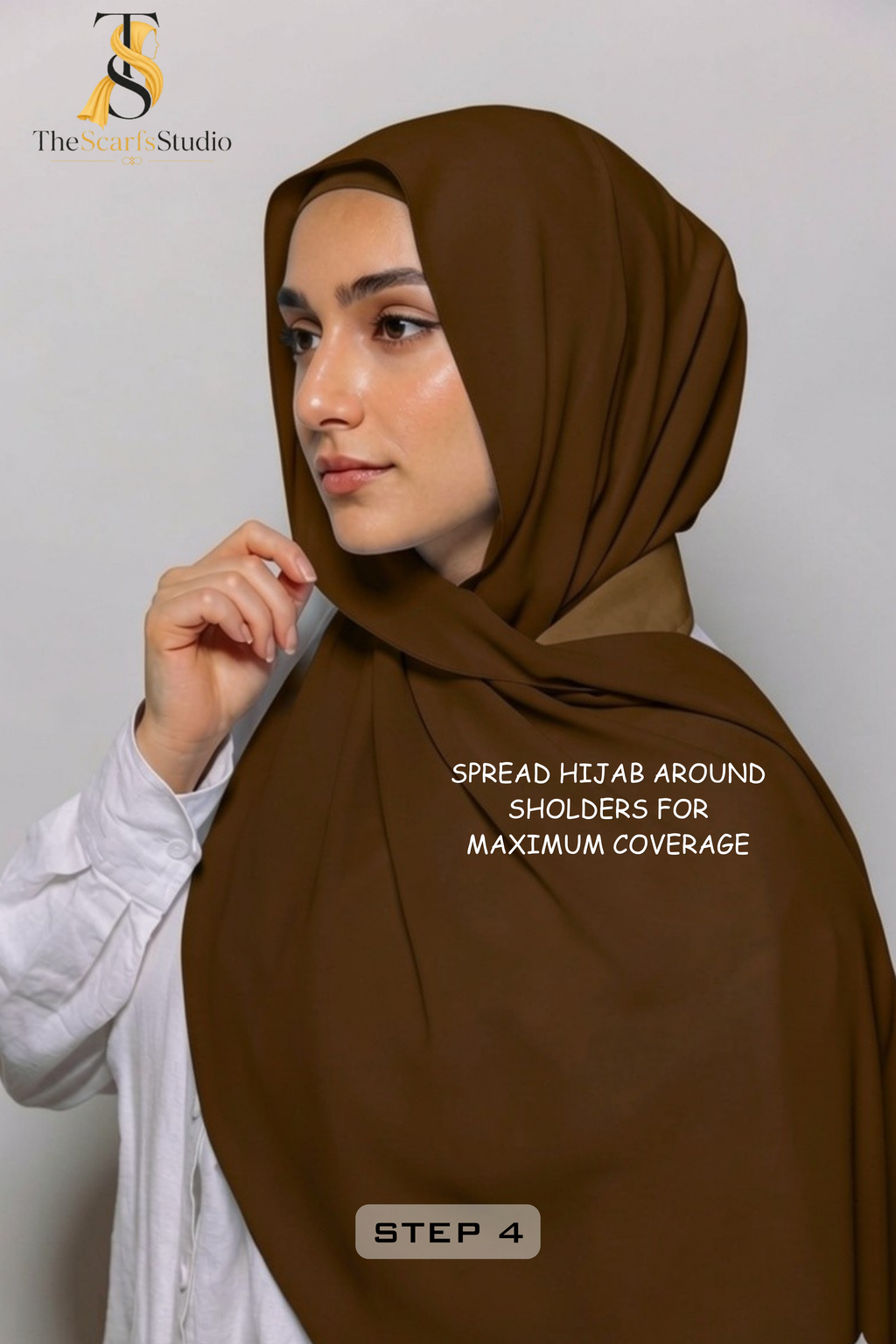 Instant Georgette Hijab with built in Magnet & Attached Cap - Cocoa Brown