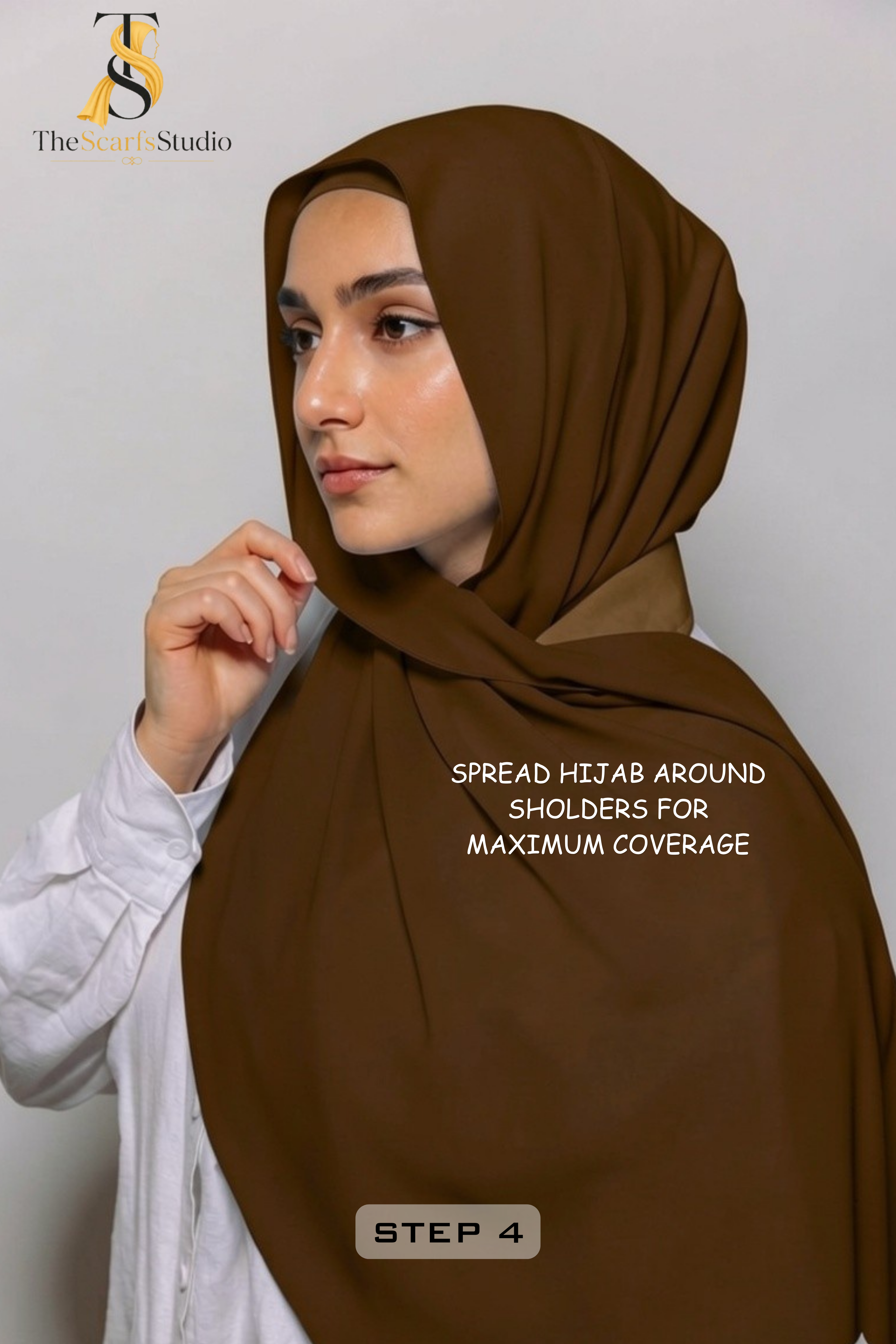 Instant Georgette Hijab with built in Magnet & Attached Cap - Cocoa Brown