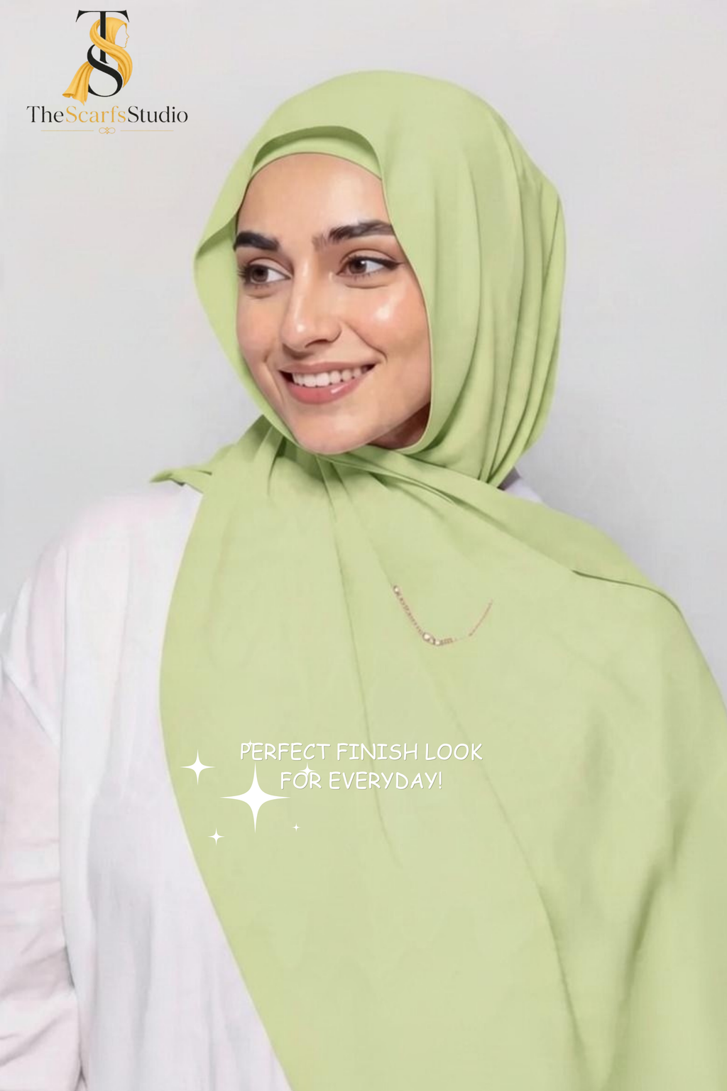 Instant Georgette Hijab with built in Magnet & Attached Cap - Lime Green