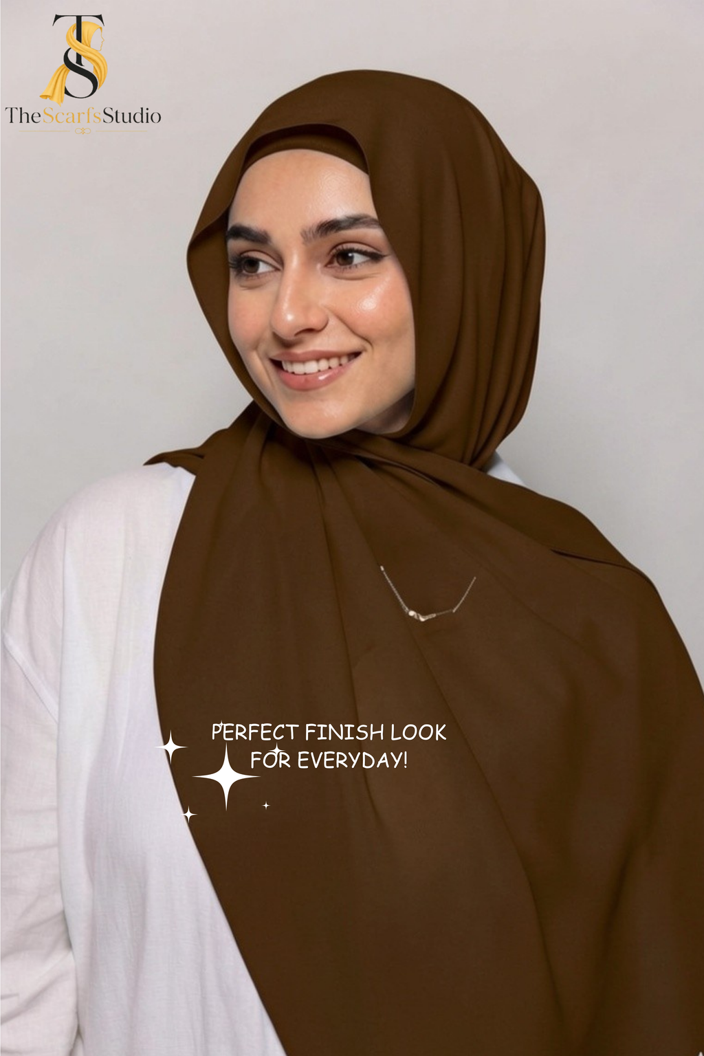 Instant Georgette Hijab with built in Magnet & Attached Cap - Cocoa Brown