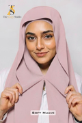 Instant Georgette Hijab with built in Magnet & Attached Cap - Soft Muave