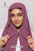 Instant Georgette Hijab with built in Magnet & Attached Cap - Dark Muave