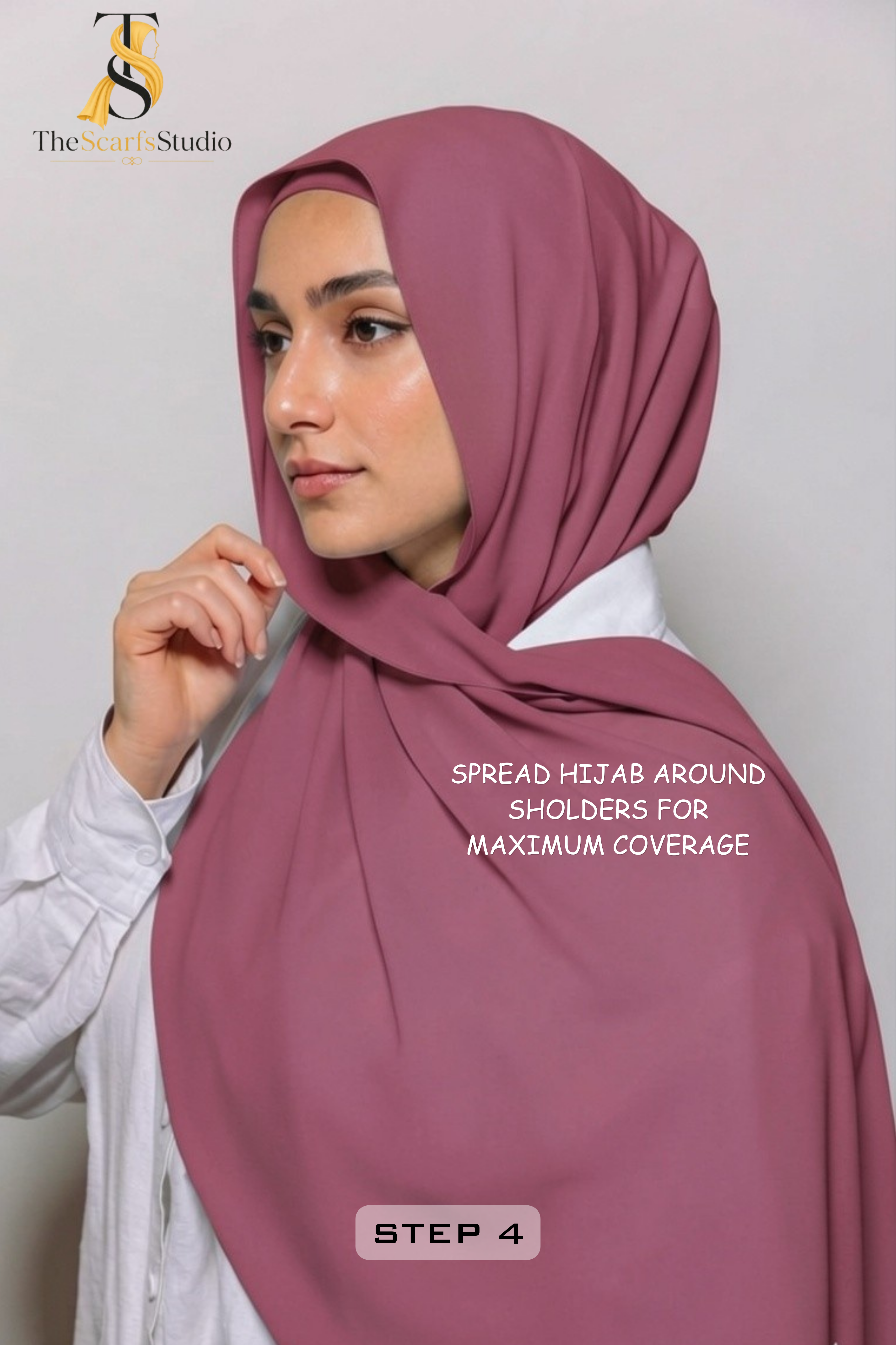 Instant Georgette Hijab with built in Magnet & Attached Cap - Dark Muave