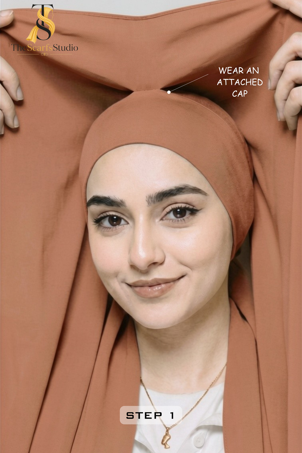 Instant Georgette Hijab with built in Magnet & Attached Cap - Dusty Rose