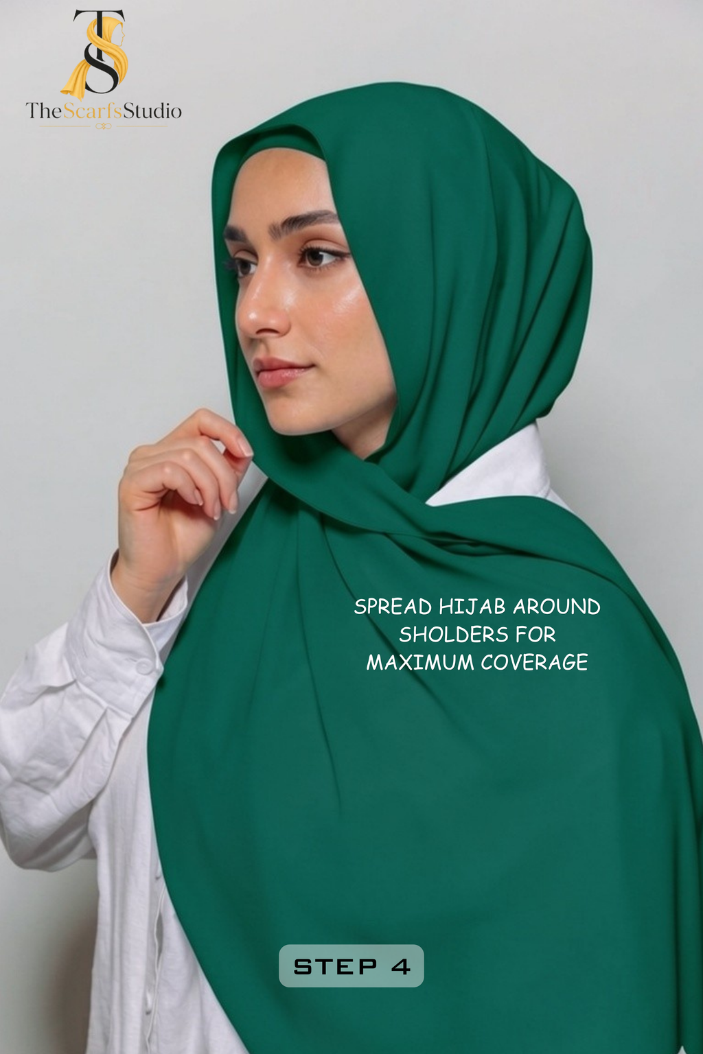 Instant Georgette Hijab with built in Magnet & Attached Cap - Emerald