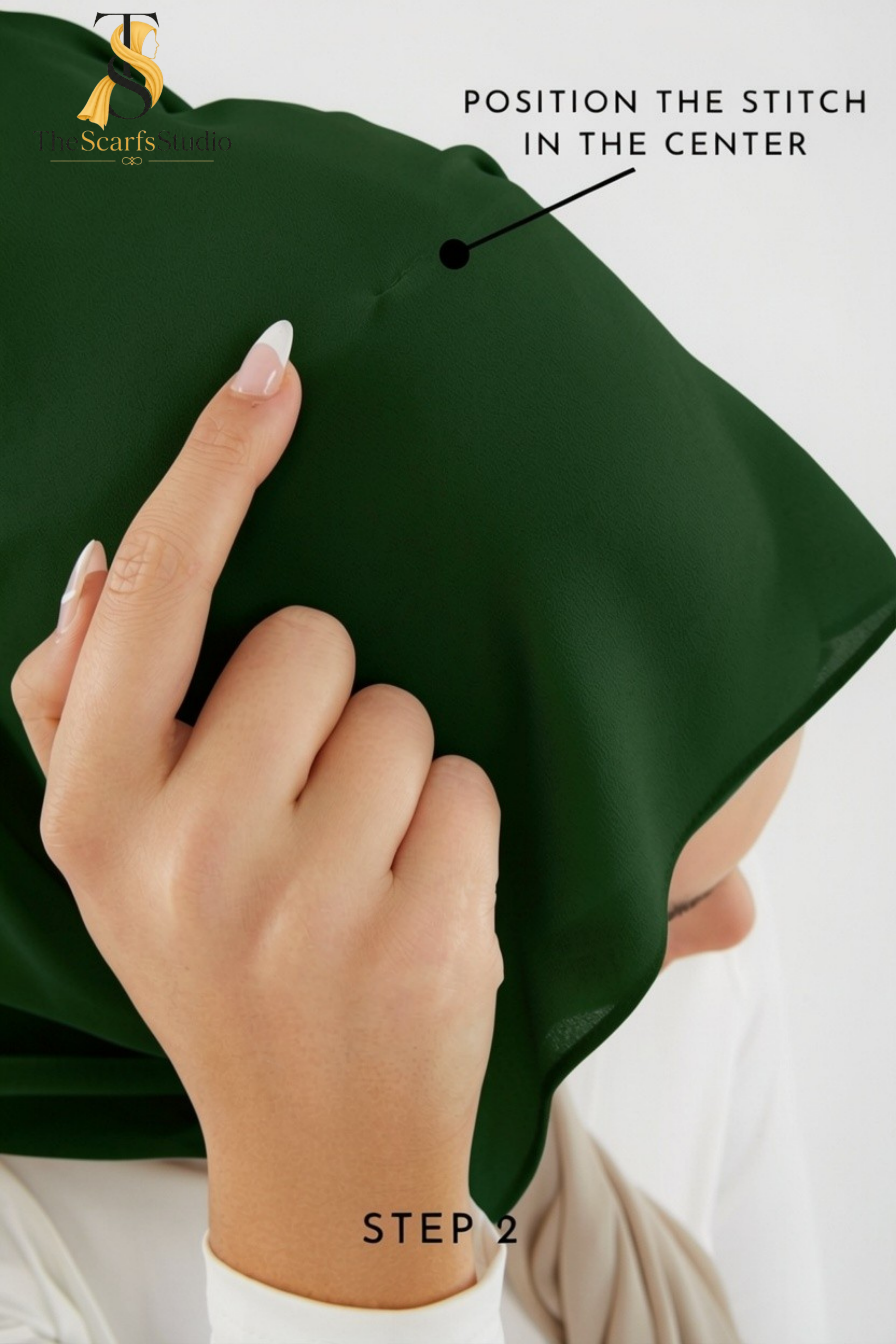 Instant Georgette Hijab with built in Magnet & Attached Cap - Forest Green