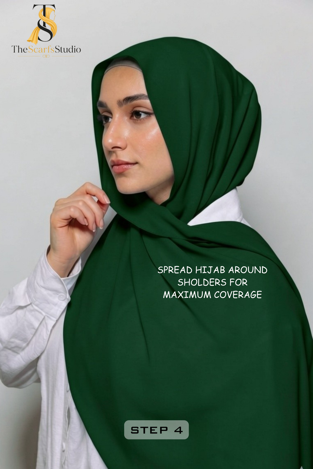 Instant Georgette Hijab with built in Magnet & Attached Cap - Forest Green