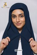 Instant Georgette Hijab with built in Magnet & Attached Cap - Indigo