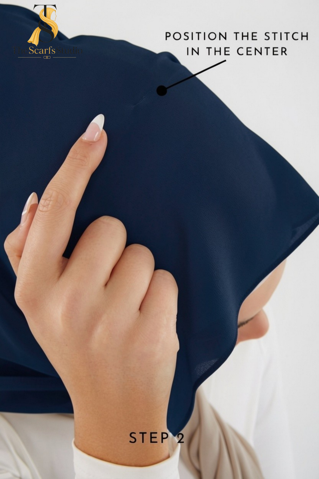 Instant Georgette Hijab with built in Magnet & Attached Cap - Indigo