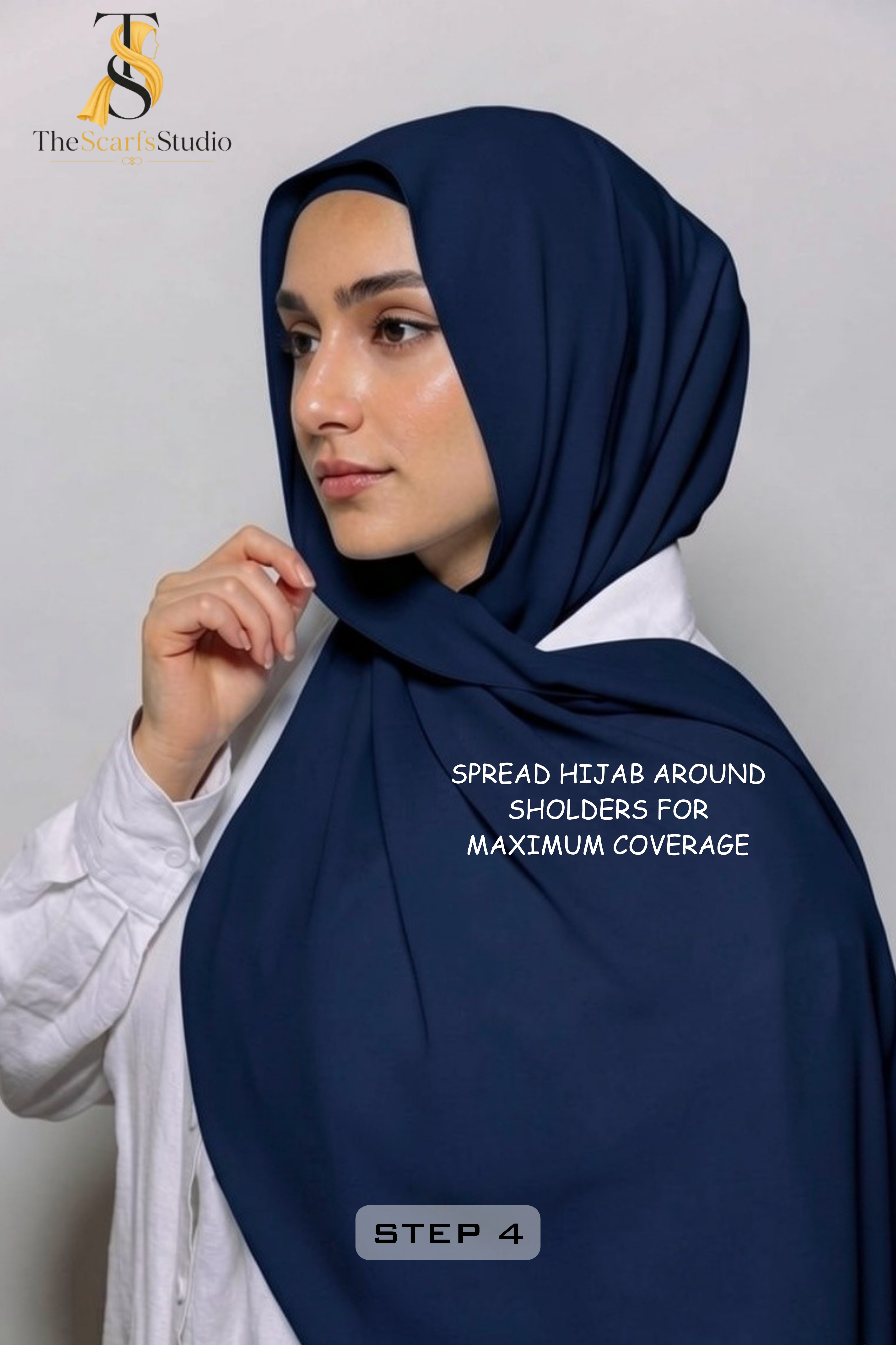Instant Georgette Hijab with built in Magnet & Attached Cap - Indigo