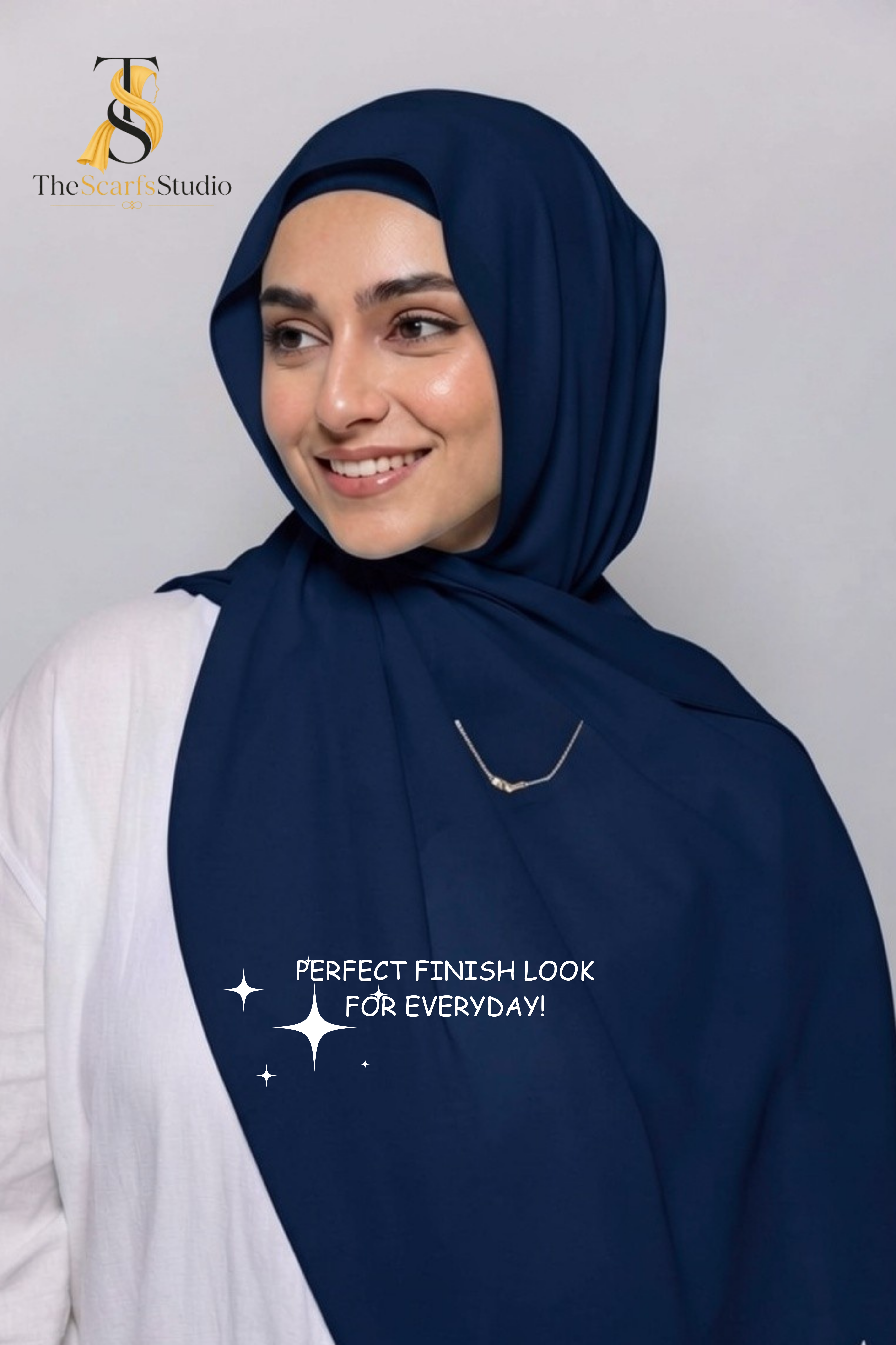 Instant Georgette Hijab with built in Magnet & Attached Cap - Indigo