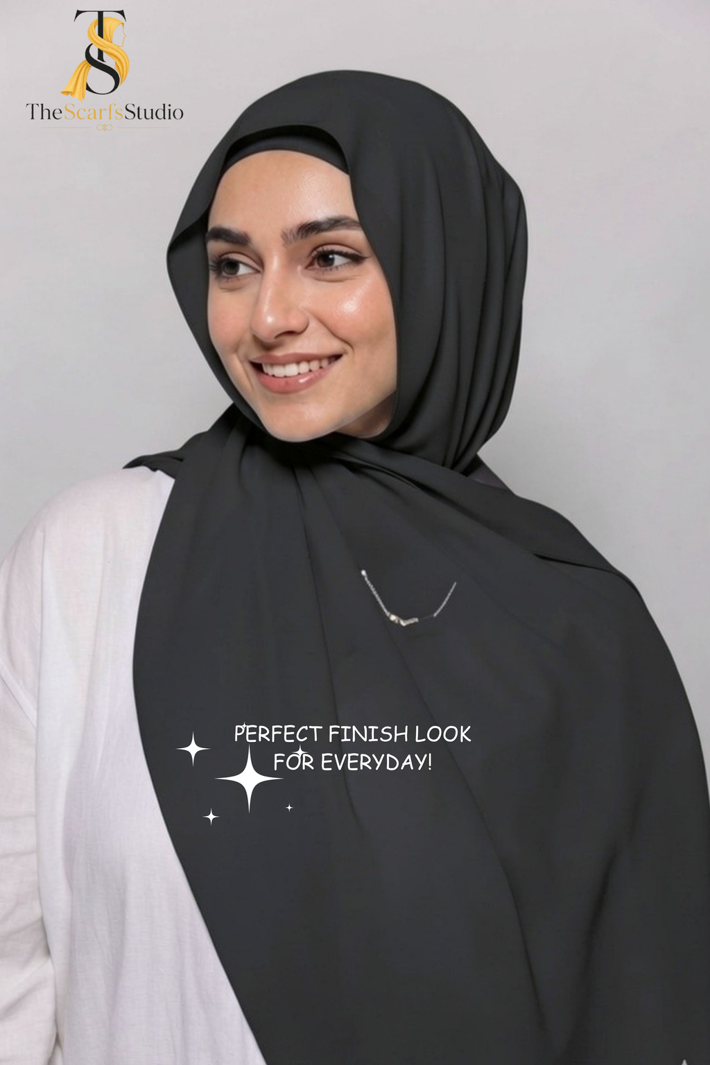 Instant Georgette Hijab with built in Magnet & Attached Cap - Ash Blue