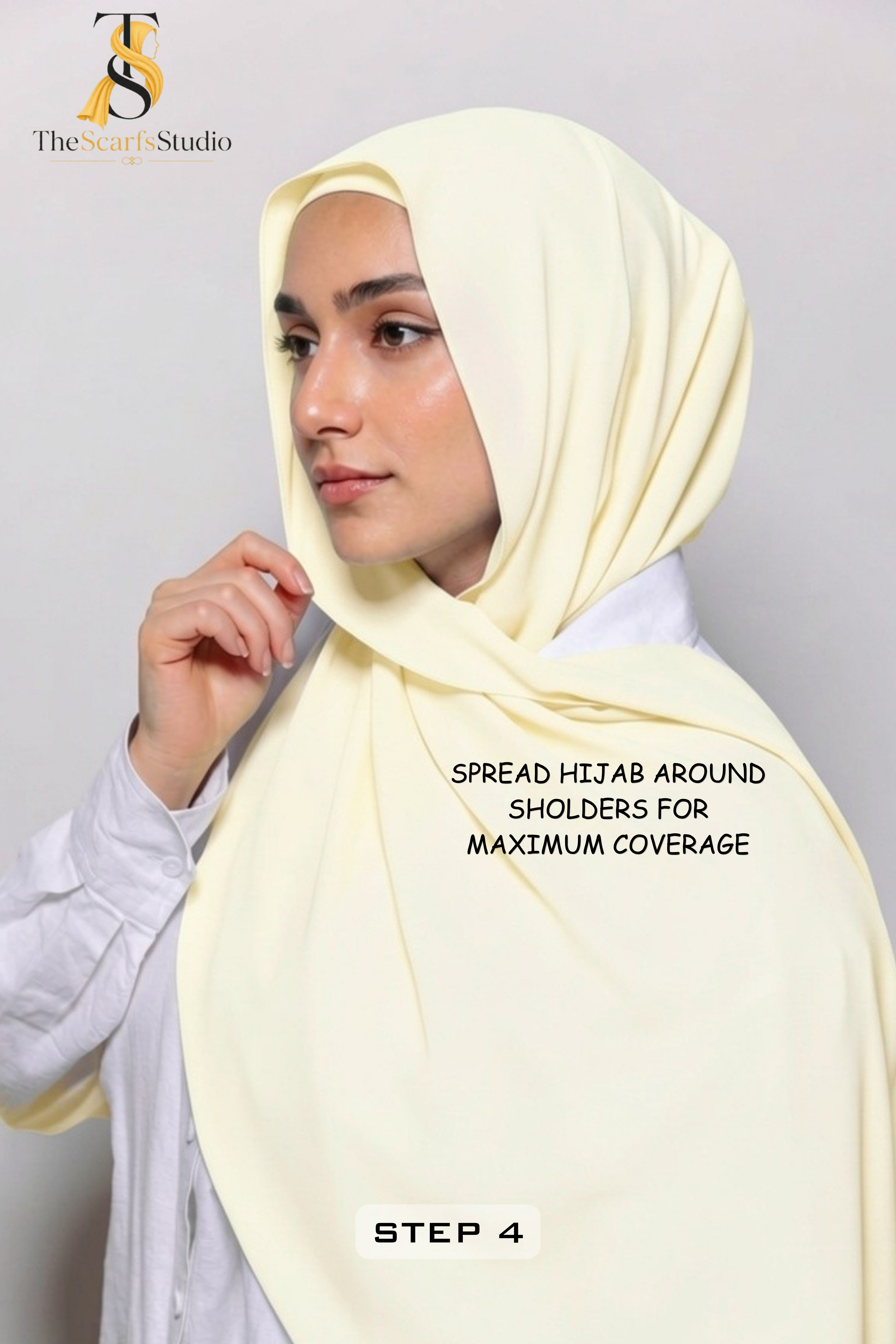 Instant Georgette Hijab with built in Magnet & Attached Cap - Ivory