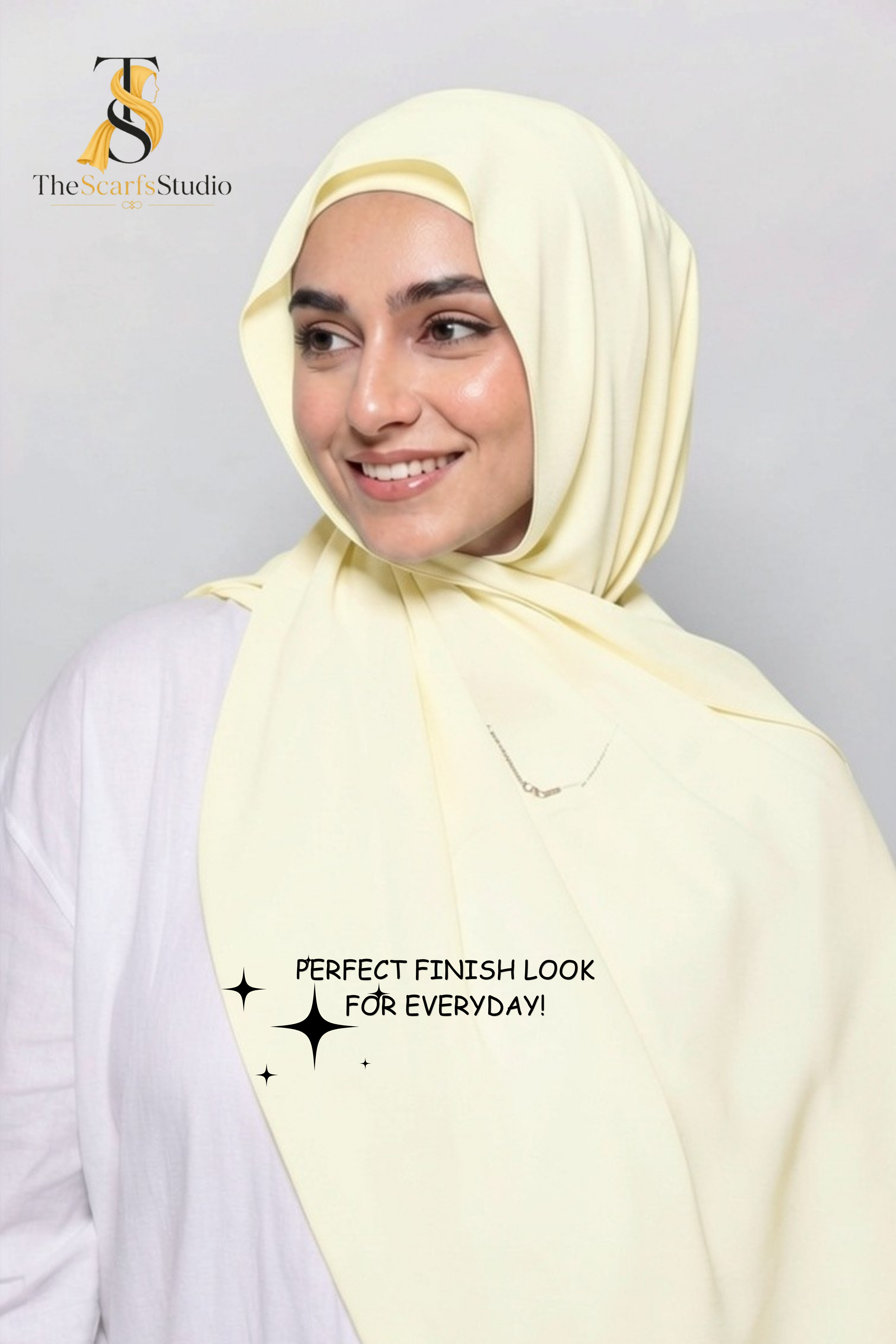 Instant Georgette Hijab with built in Magnet & Attached Cap - Ivory