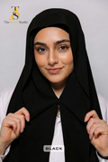 Instant Georgette Hijab with built in Magnet & Attached Cap - Black