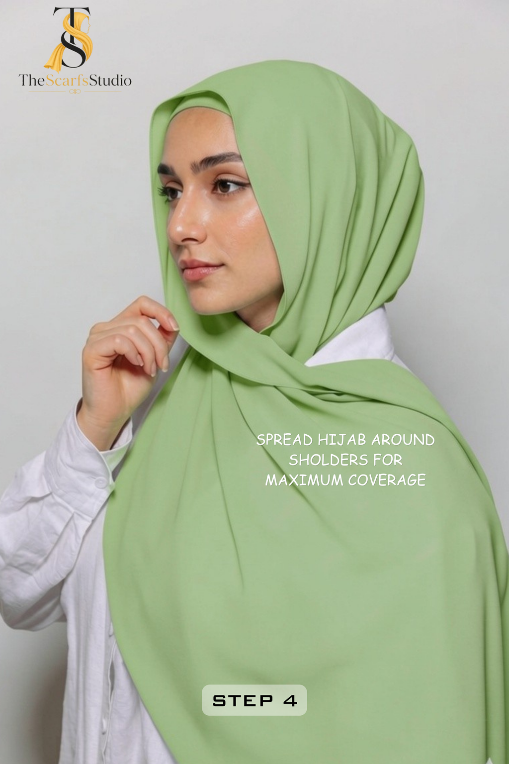 Instant Georgette Hijab with built in Magnet & Attached Cap - Mint Olive