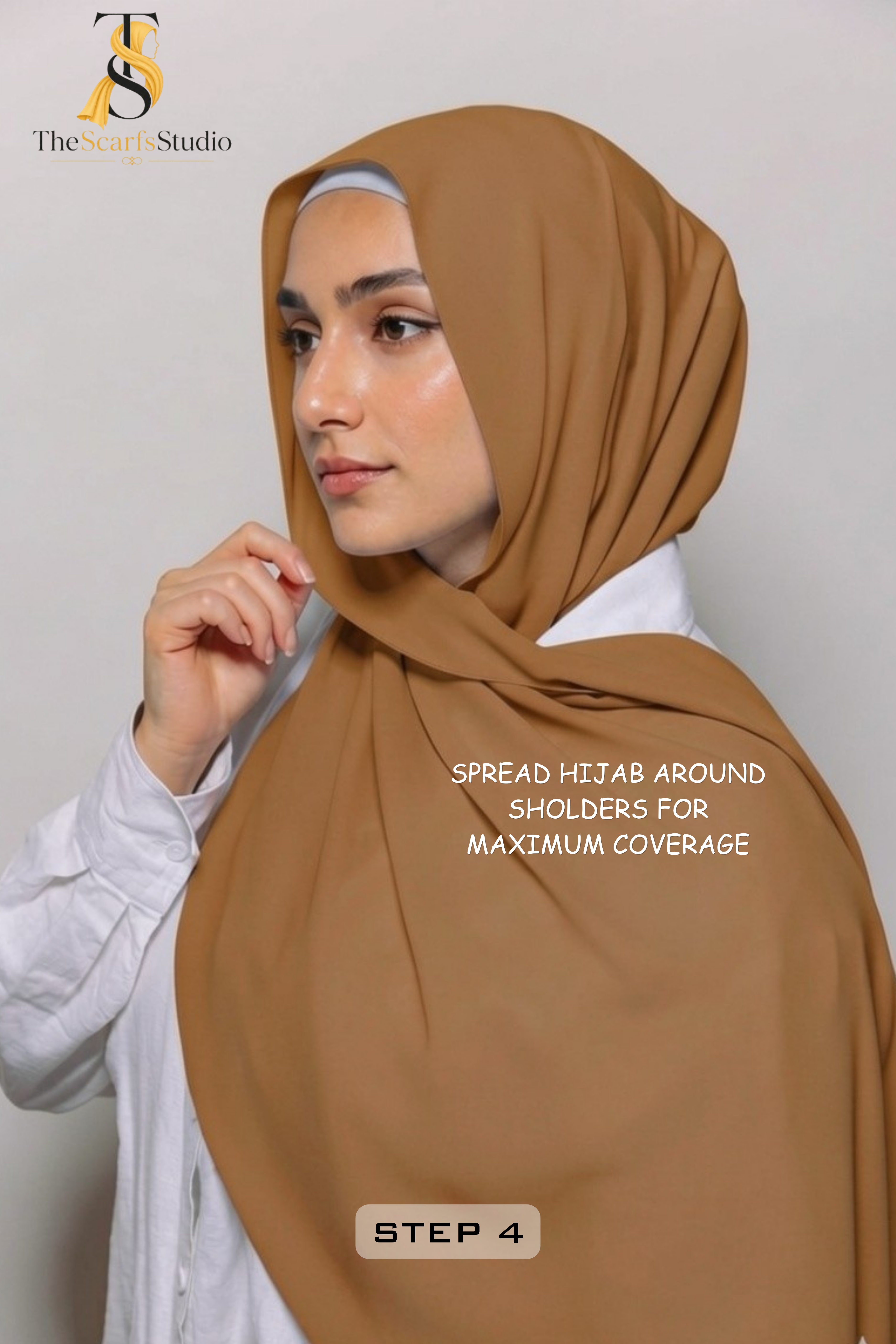 Instant Georgette Hijab with built in Magnet & Attached Cap - Mocha