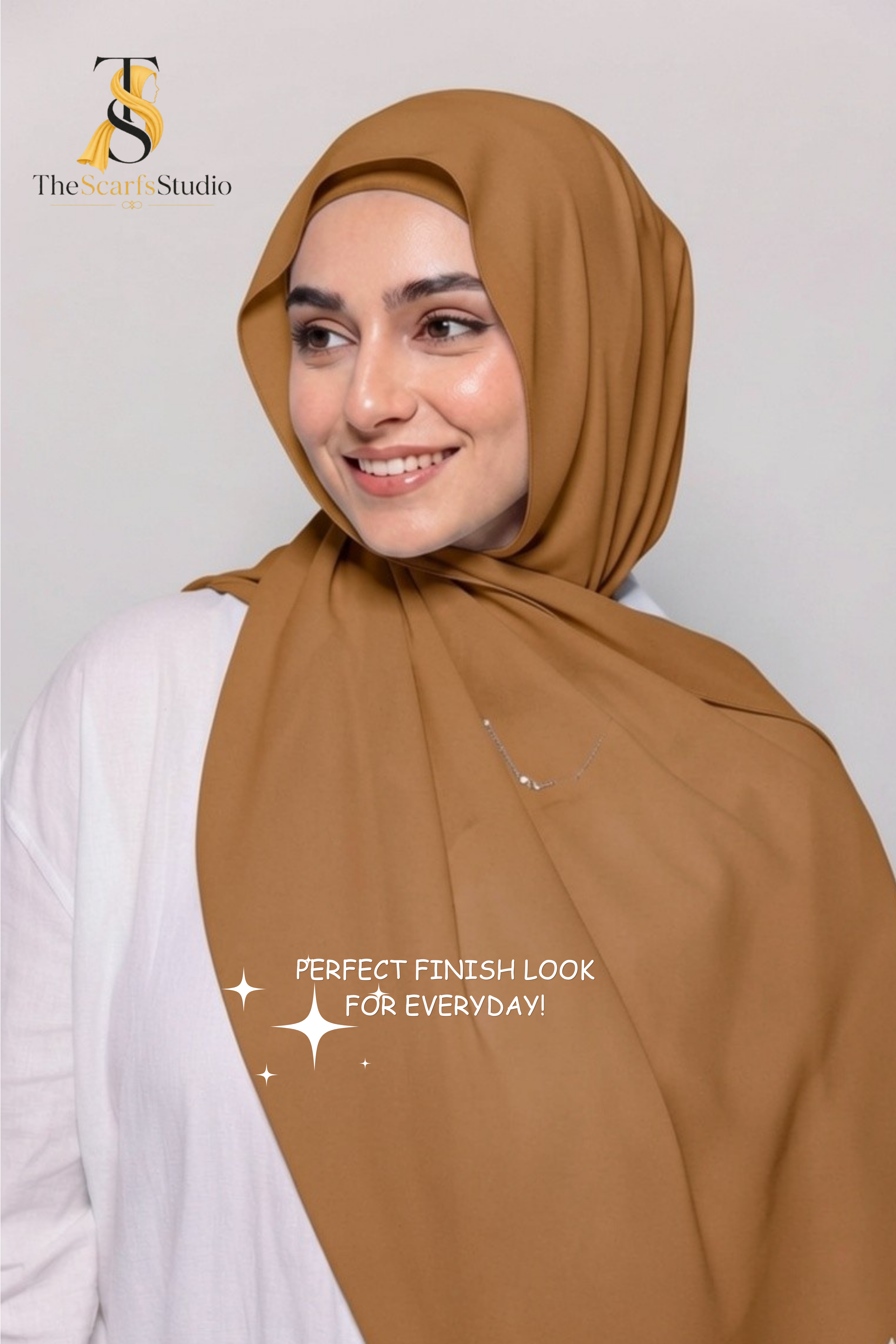 Instant Georgette Hijab with built in Magnet & Attached Cap - Mocha