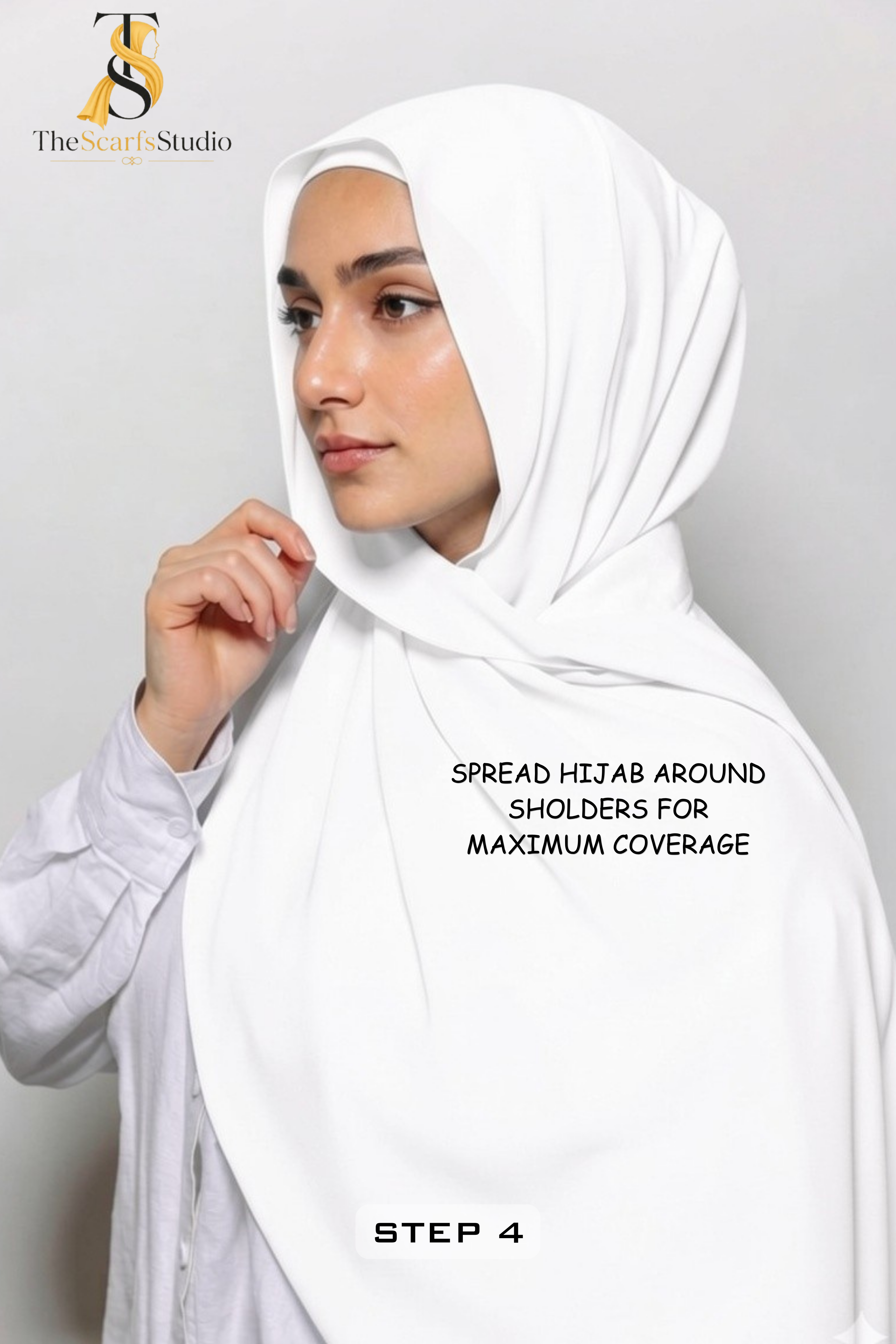 Instant Georgette Hijab with built in Magnet & Attached Cap - Off White