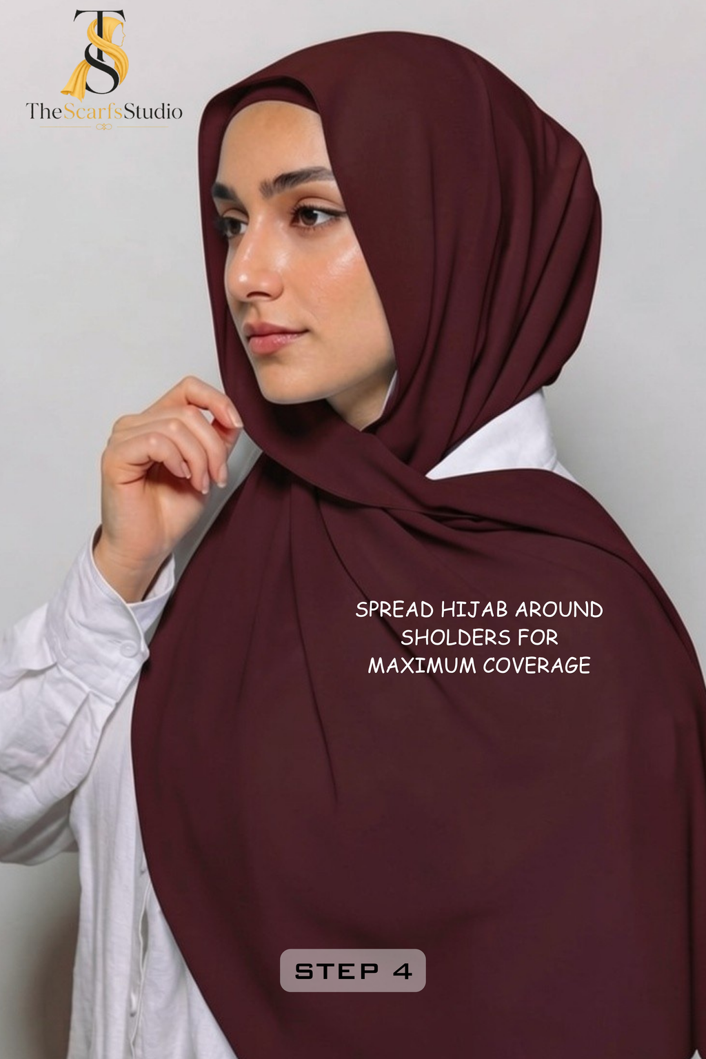Instant Georgette Hijab with built in Magnet & Attached Cap - Plum