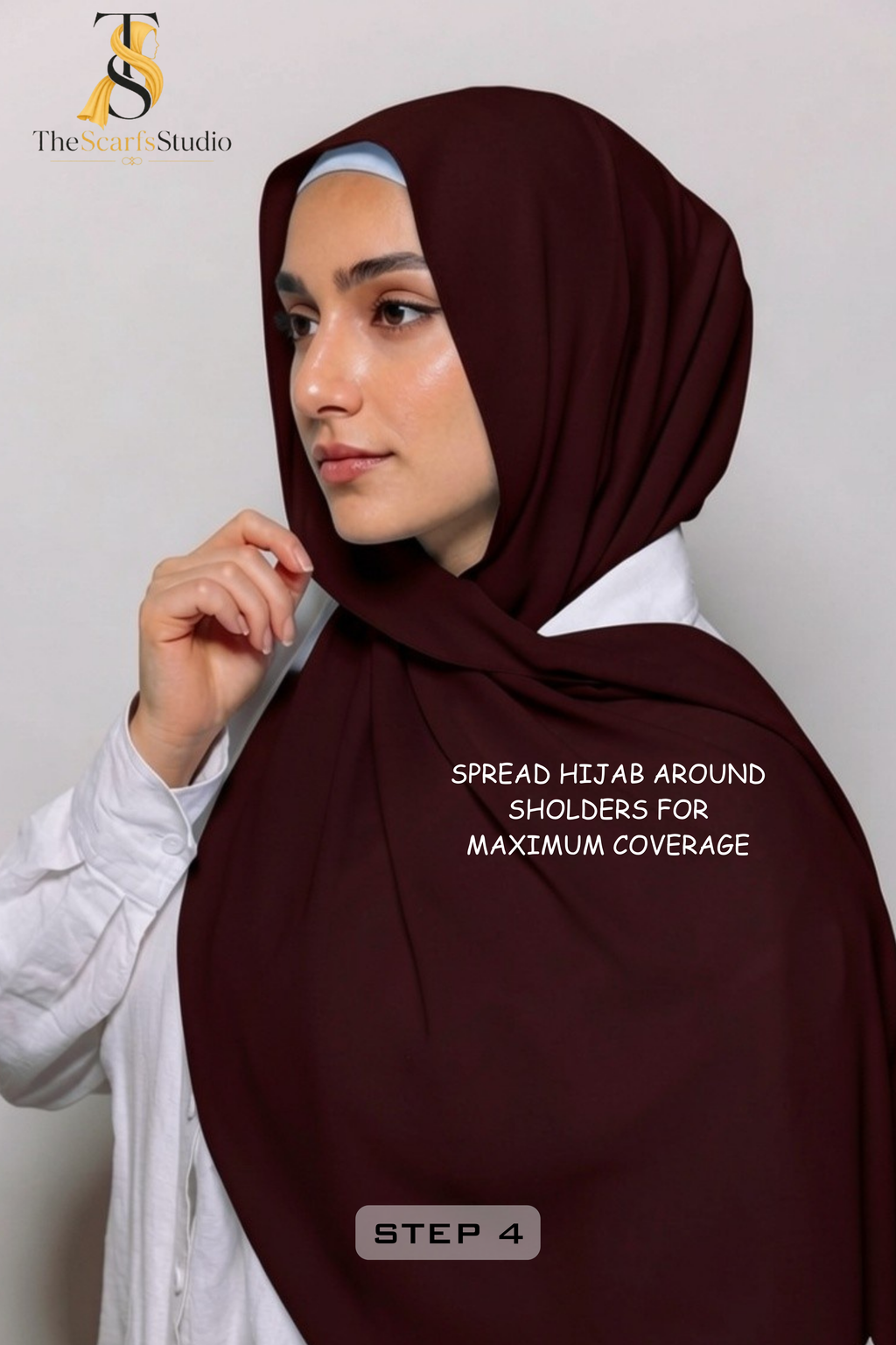 Instant Georgette Hijab with built in Magnet & Attached Cap - OxBlood