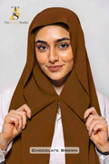 Instant Georgette Hijab with built in Magnet & Attached Cap - Chocolate Brown
