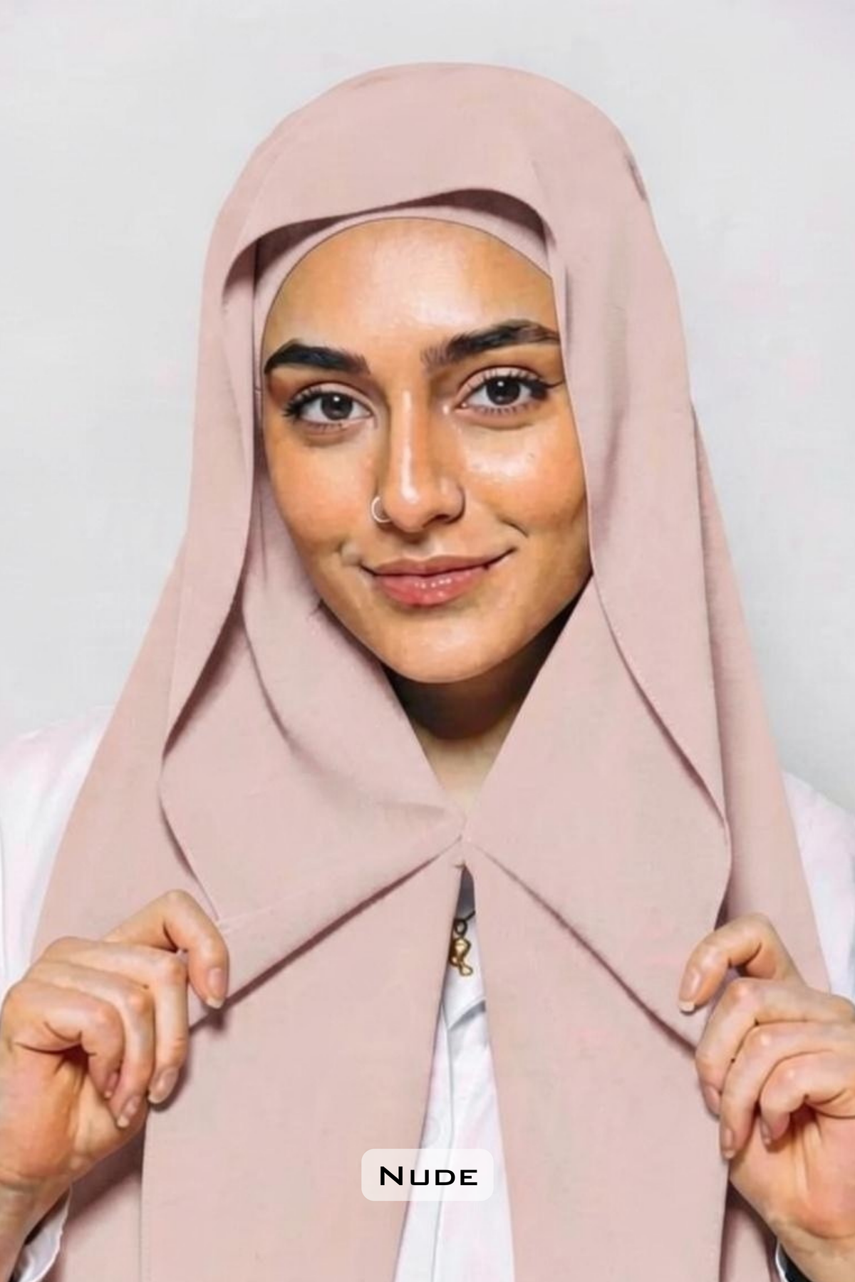 Instant Georgette Hijab with built in Magnet & Attached Cap - Nude