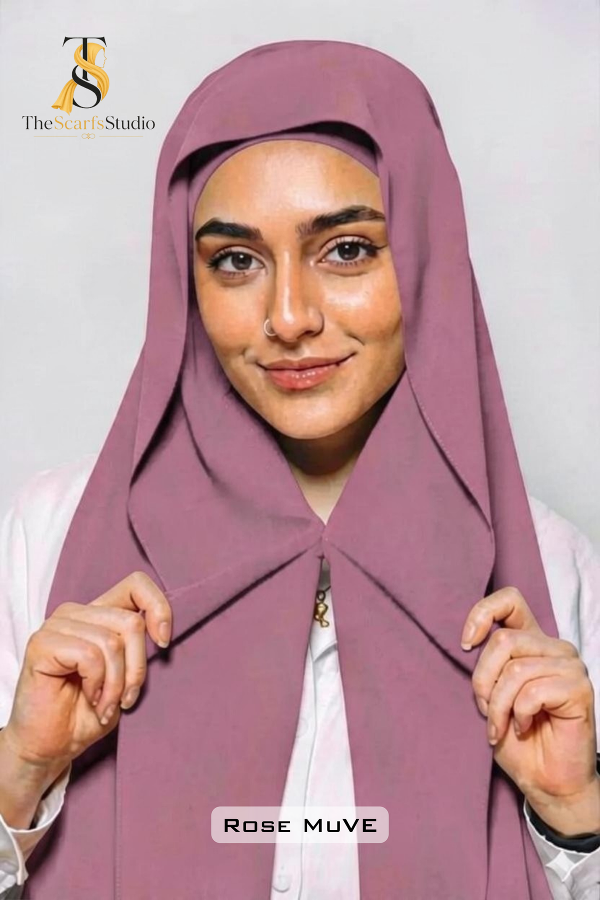 Instant Georgette Hijab with built in Magnet & Attached Cap - Rose Muave