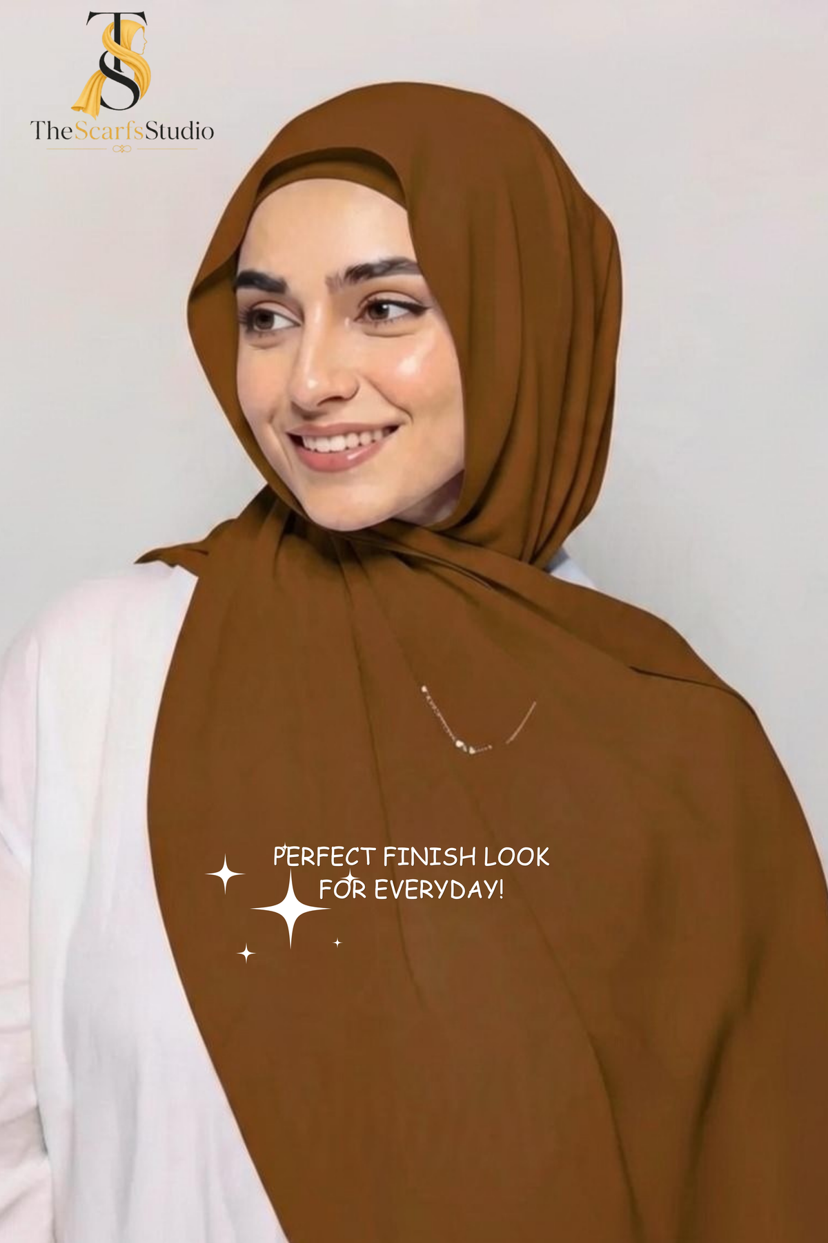 Instant Georgette Hijab with built in Magnet & Attached Cap - Chocolate Brown