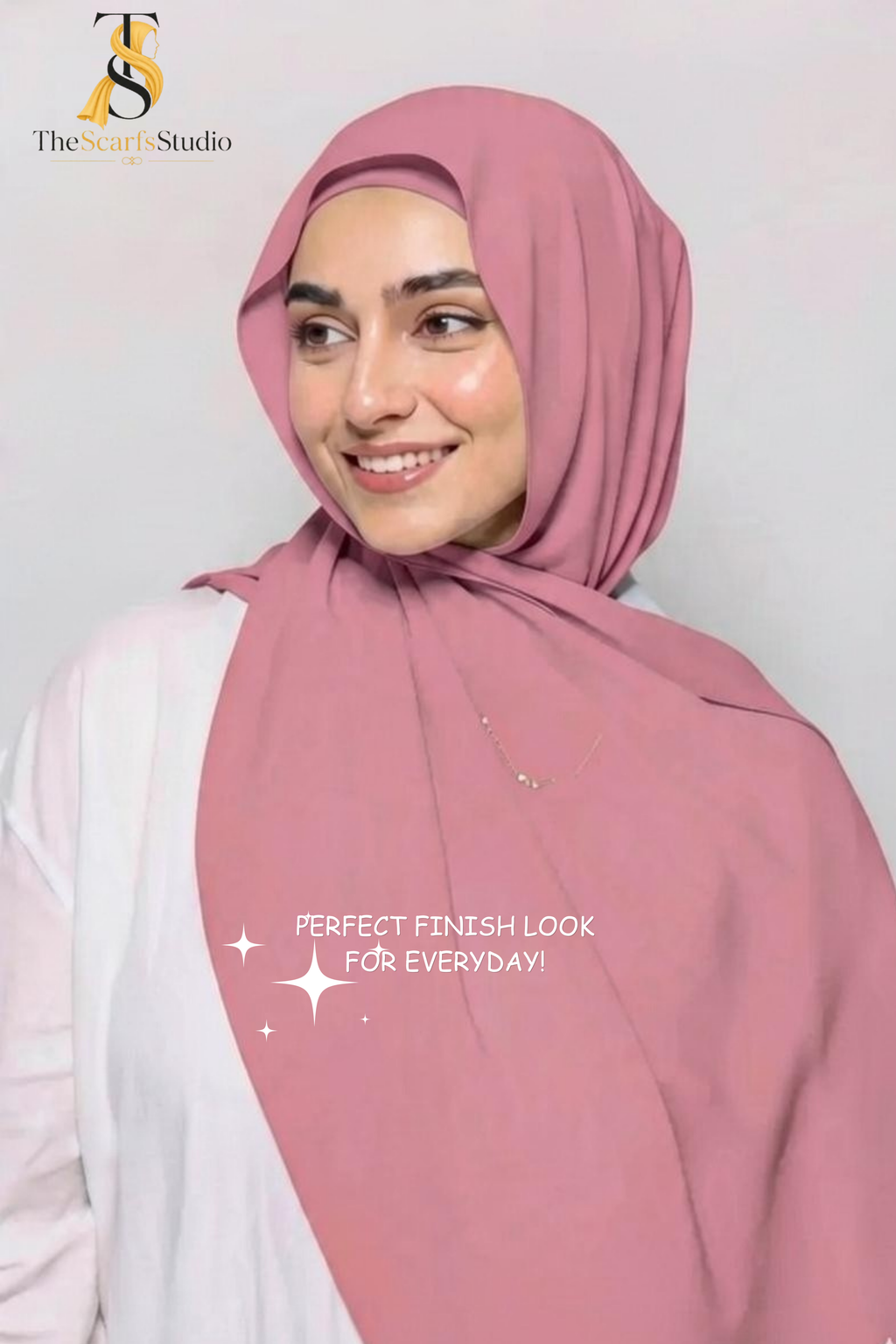 Instant Georgette Hijab with built in Magnet & Attached Cap - Rose Wood