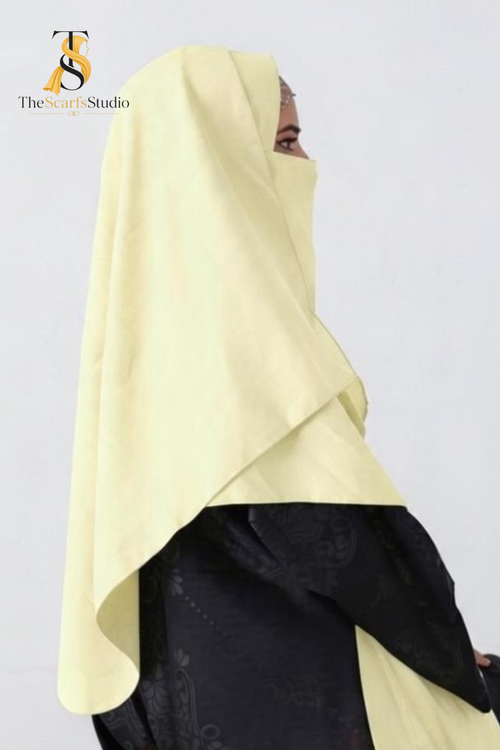 Double Loop Hijab With Plain Attached Niqab -- Lime Green