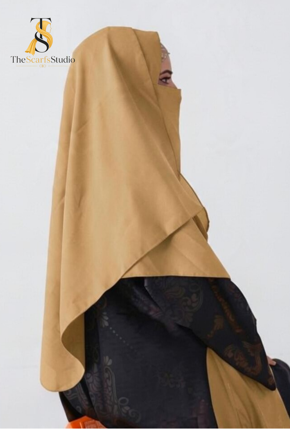 Double Loop Hijab With Plain Attached Niqab -- Sand