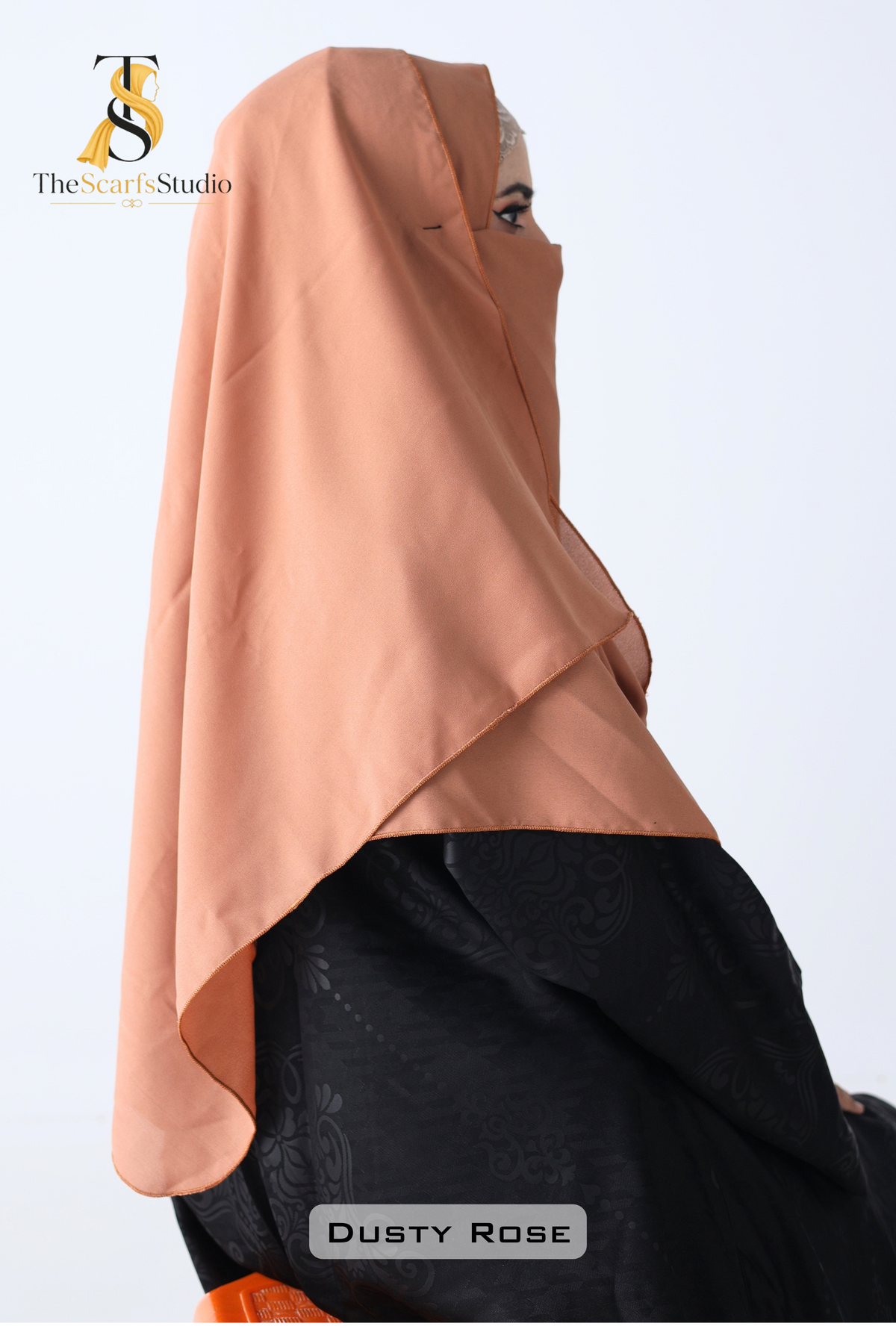 Double Loop Hijab With Plain Attached Niqab -- Dusty Rose