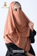 Double Loop Hijab With Plain Attached Niqab -- Dusty Rose