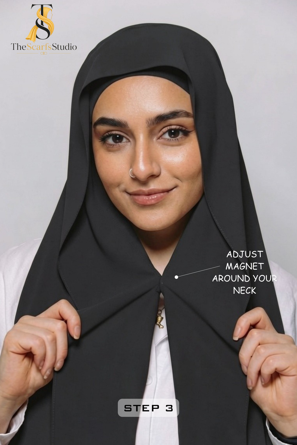 Instant Georgette Hijab with built in Magnet & Attached Cap - Ash Blue