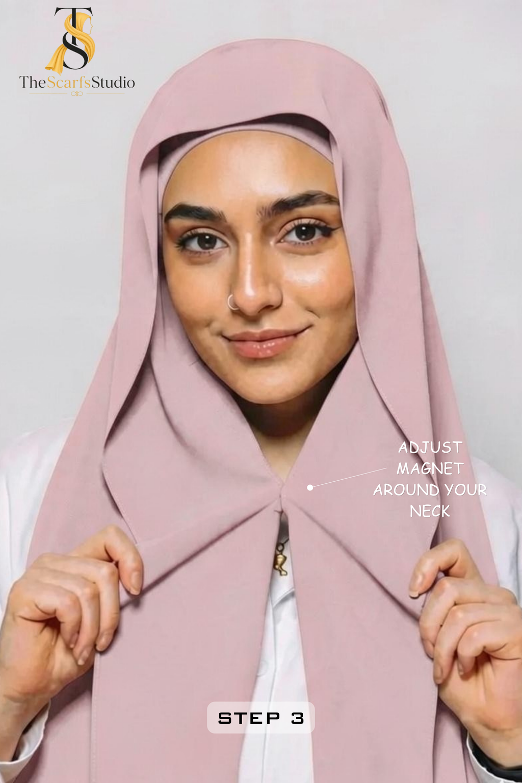 Instant Georgette Hijab with built in Magnet & Attached Cap - Soft Muave